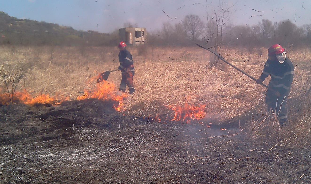 ISU Vâlcea: Incendiu devastator, la Bălcești. A ars vegetația de pe 25 de hectare de teren