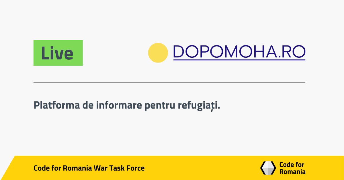 Specialiştii în IT din Asociaţia Code for Romania au lansat platforma „Dopomoha.ro”, pentru a ajuta refugiaţii din Ucraina