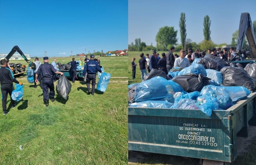 Peste 1,5 tone de deşeuri au fost strânse ieri de jandarmii mehedinţeni în doar trei ore