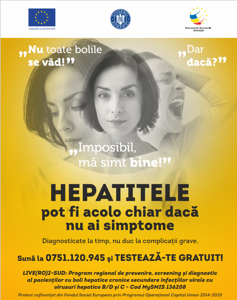 Peste 22.555 de persoane din județul Dolj au fost testate pentru hepatitele virale B sau C prin proiectul LIVE(RO)2-SUD