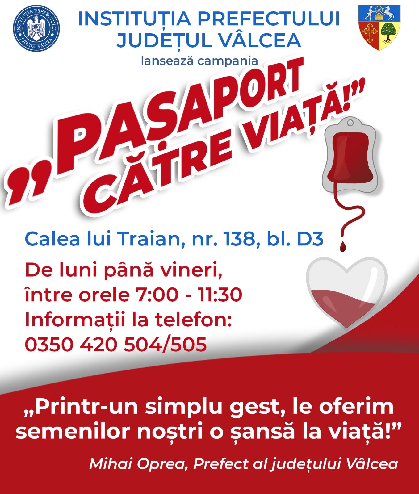 Prefectura Vâlcea a lansat campania „Pașaport către viață!”