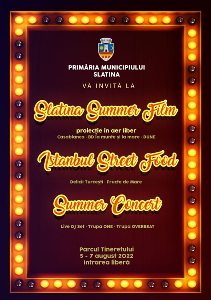 Primăria Slatina organizează, în perioada 5-7 august, prima ediție a manifestării „Slatina Summer Film”