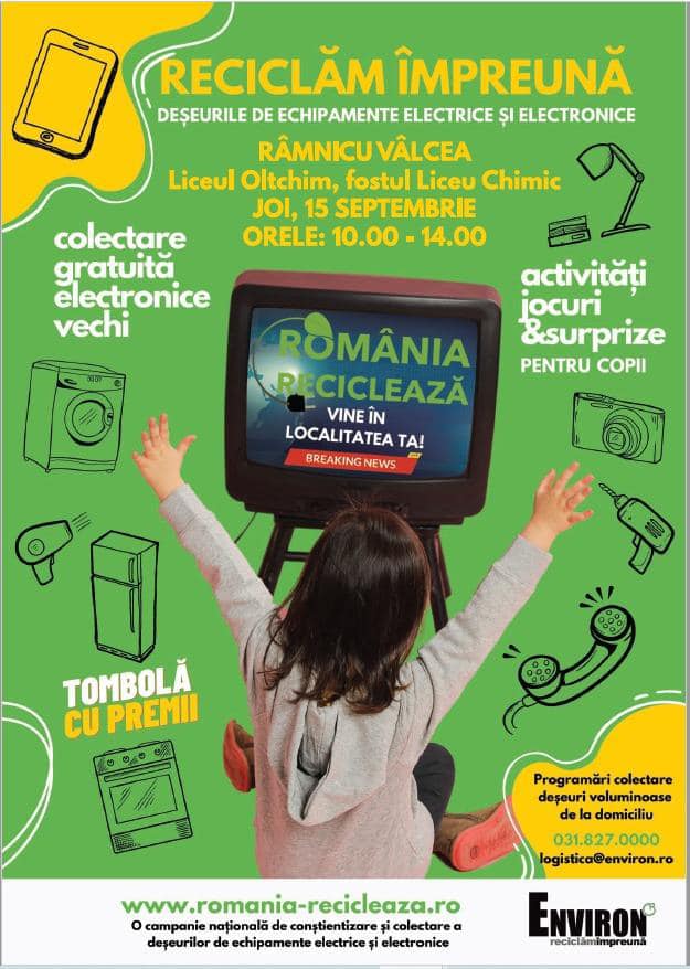 Mâine, 15 septembrie, la Râmnicu Vâlcea, va avea loc o nouă ediție a campaniei “România reciclează”