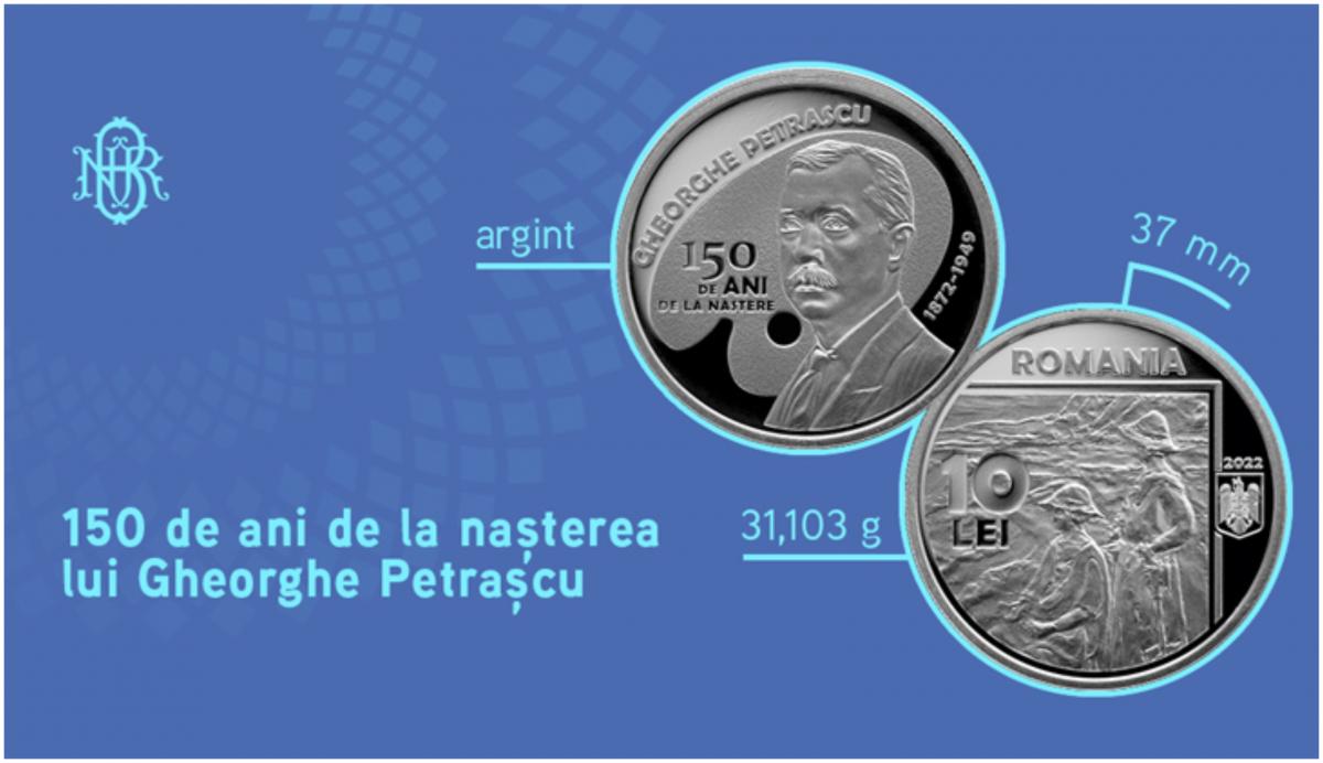 BNR lansează moneda din argint cu tema „150 de ani de la naşterea lui Gheorghe Petraşcu”