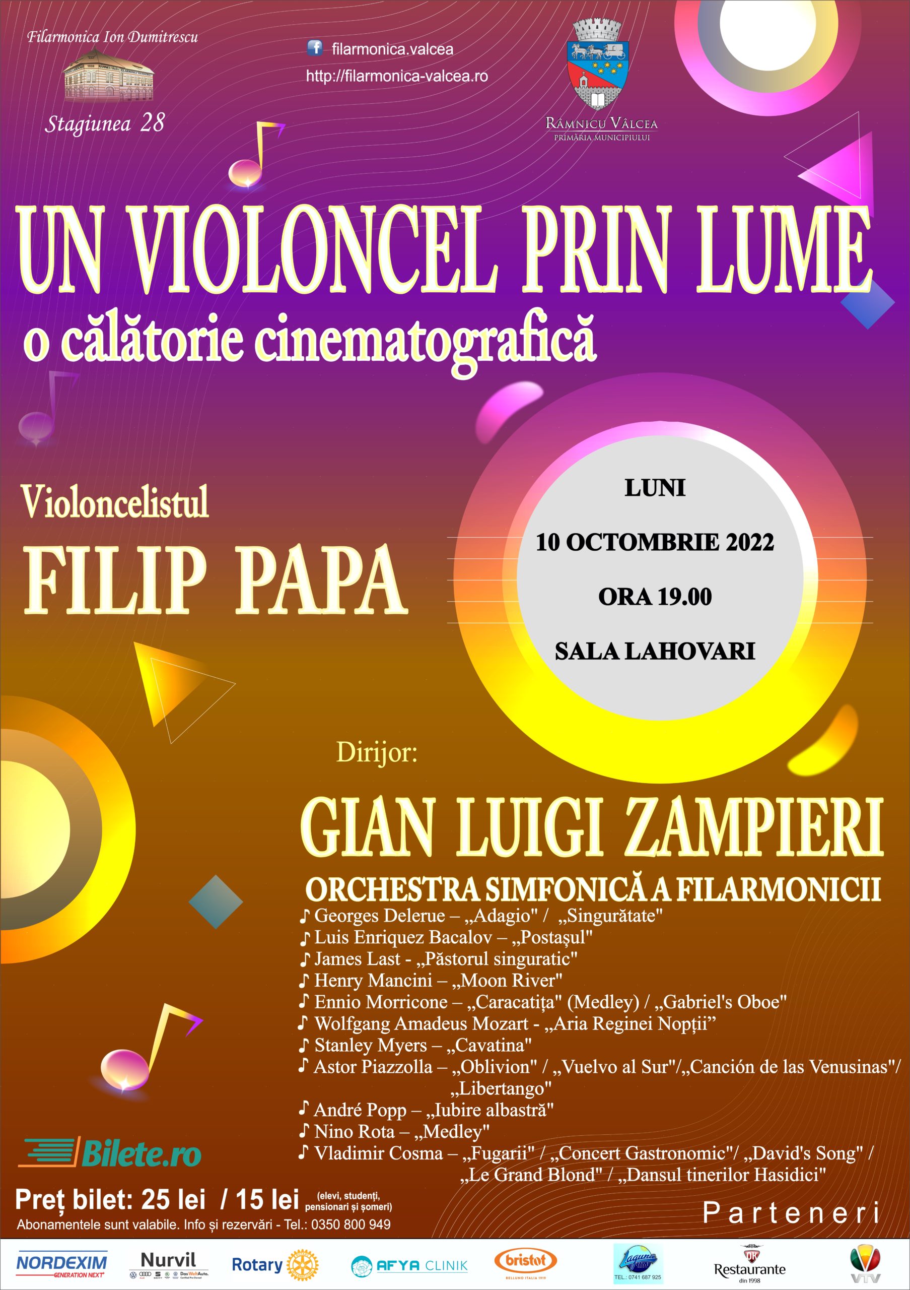 Filarmonica din Râmnicu Vâlcea ne invită într-o călătorie muzicală în universul cinematografic