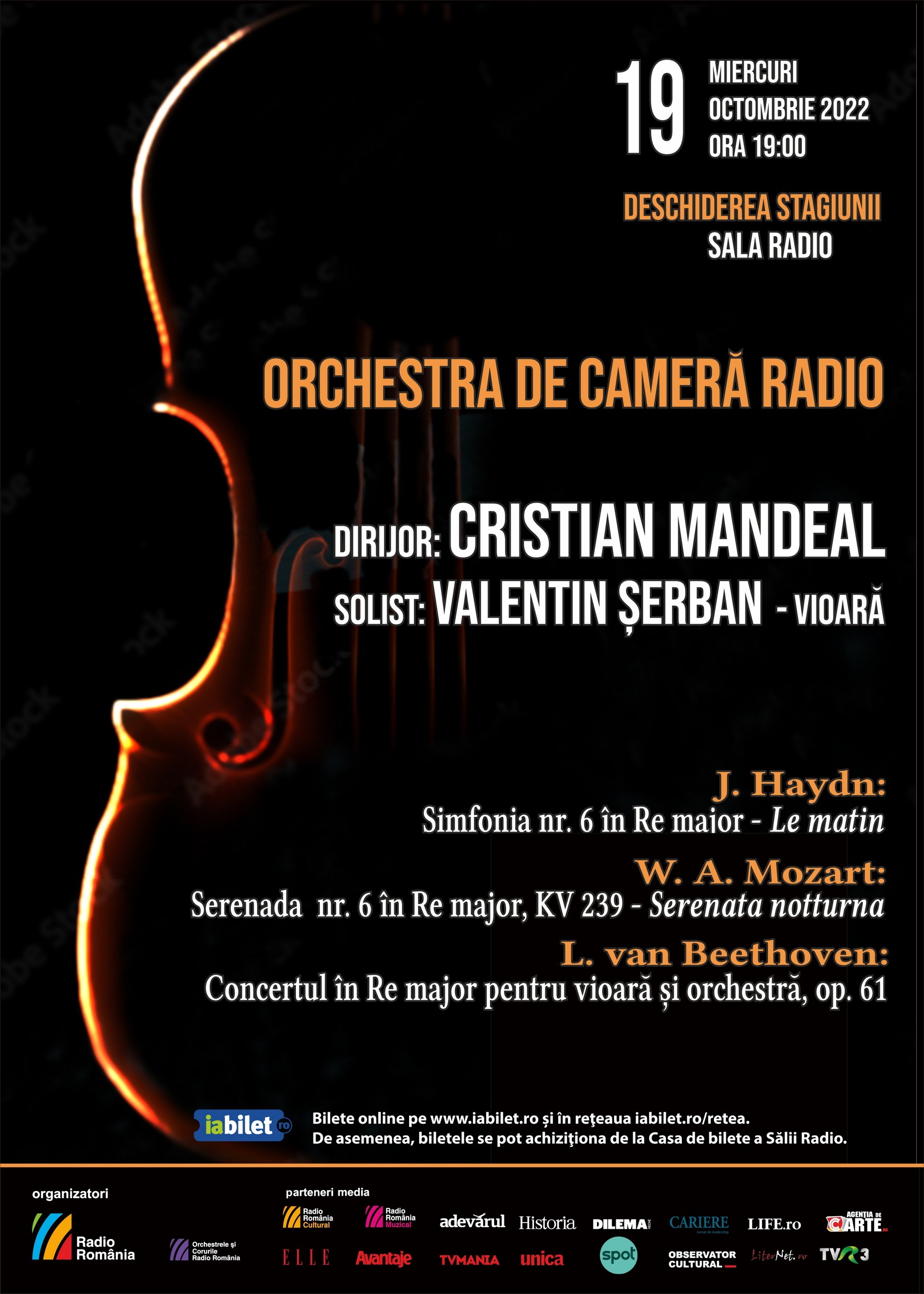 Dirijorul Cristian Mandeal și violonistul Valentin Șerban deschid stagiunea Orchestrei de Cameră Radio