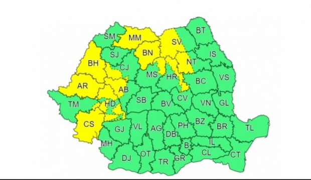 ANM: Cod galben de precipitații, ninsori și viscol, în toată țara