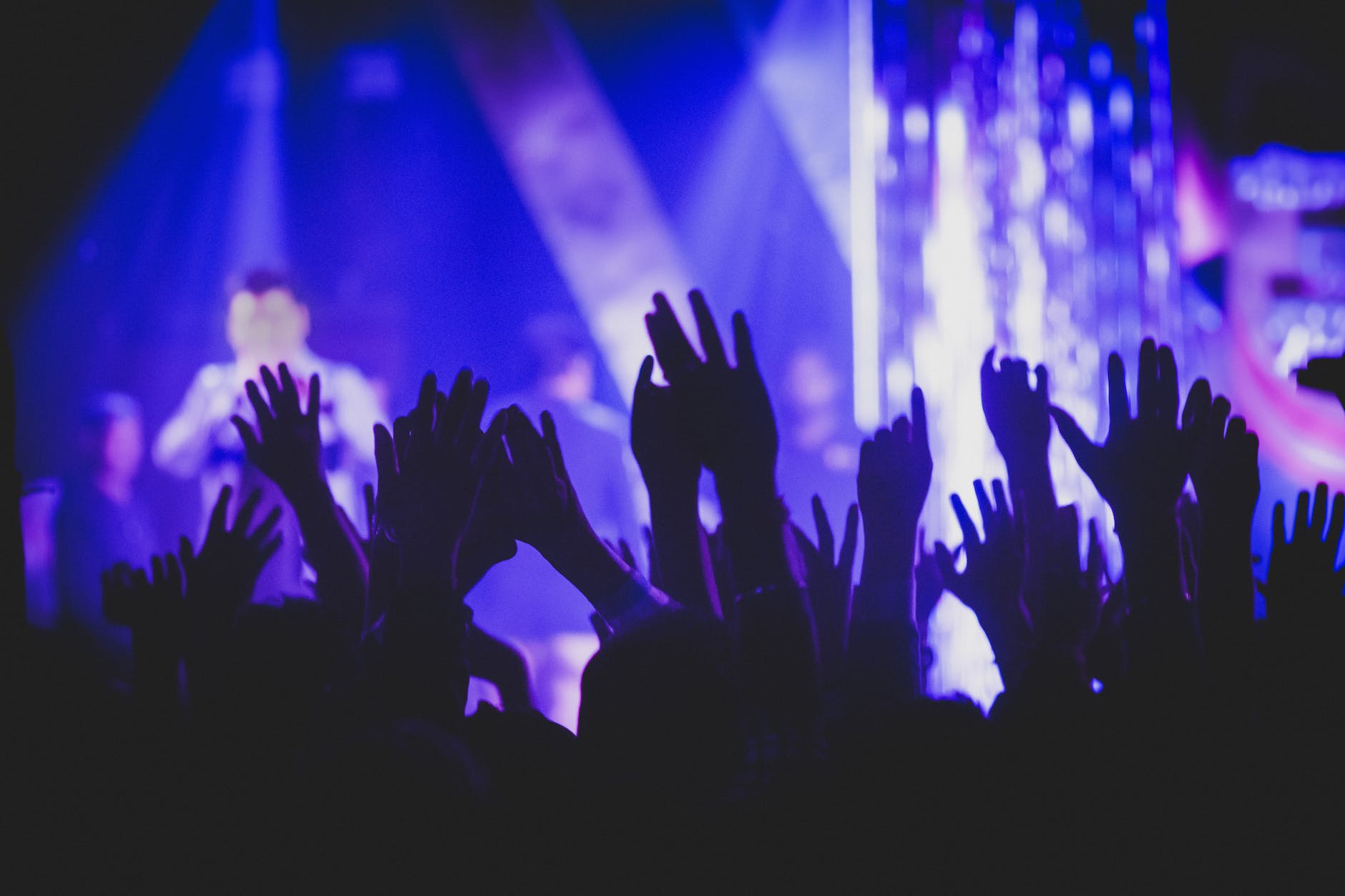 crown raising hands during performance