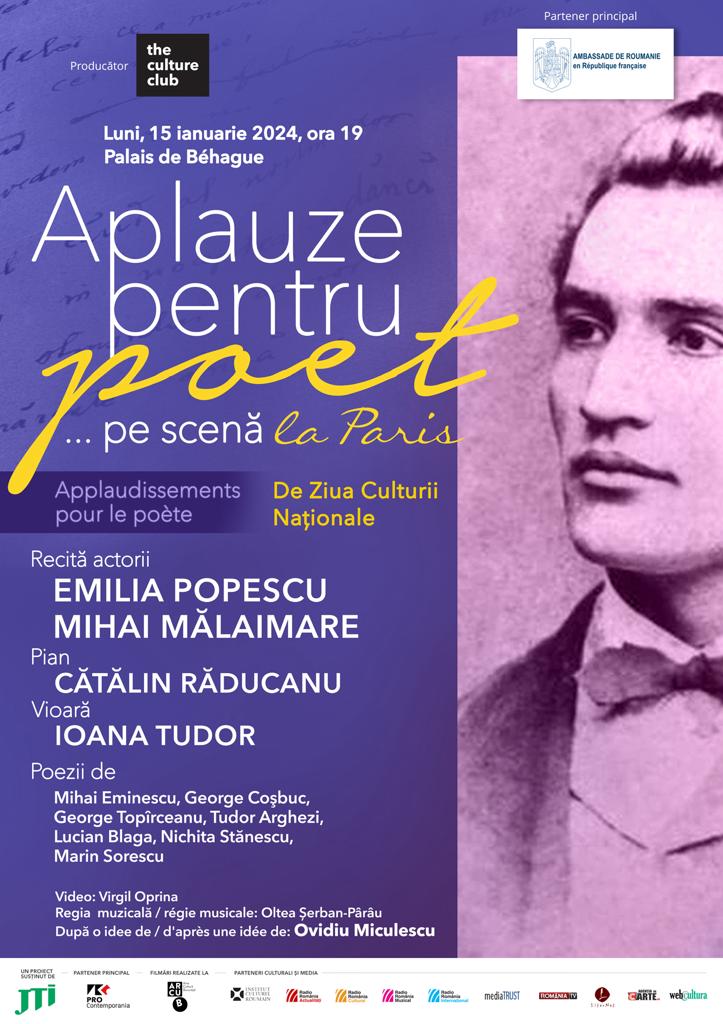 Aplauze pentru poet… pe scenă, în inima Parisului: actorii Emilia Popescu și Mihai Mălaimare duc magia poeziei românești la Palatul Béhague