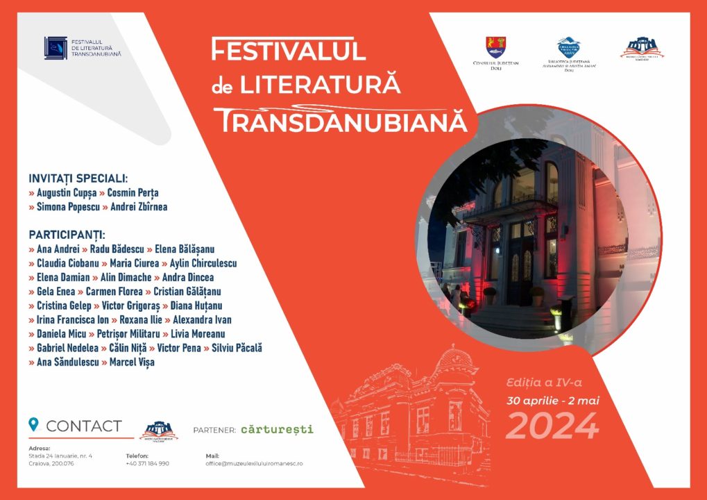 Festivalul de Literatură Transdanubiană, la Craiova