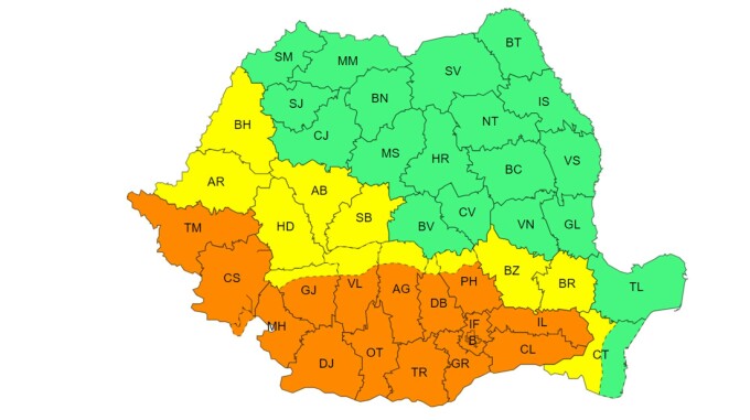 Noi zile de foc pentru România. Valul de căldură se extinde. Harta județelor sub cod portocaliu și galben de caniculă