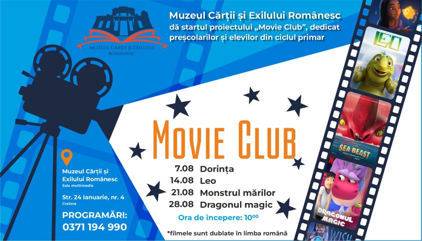 Muzeul Cărții și Exilului Românesc de la Craiova dă startul proiectului „Movie Club”