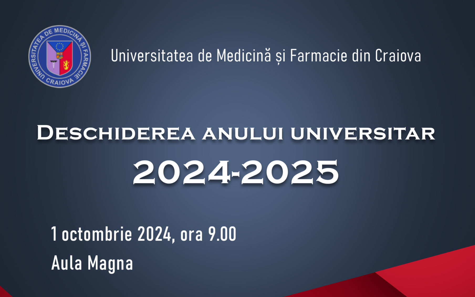 Deschiderea anului universitar 2024-2025 la UMF Craiova