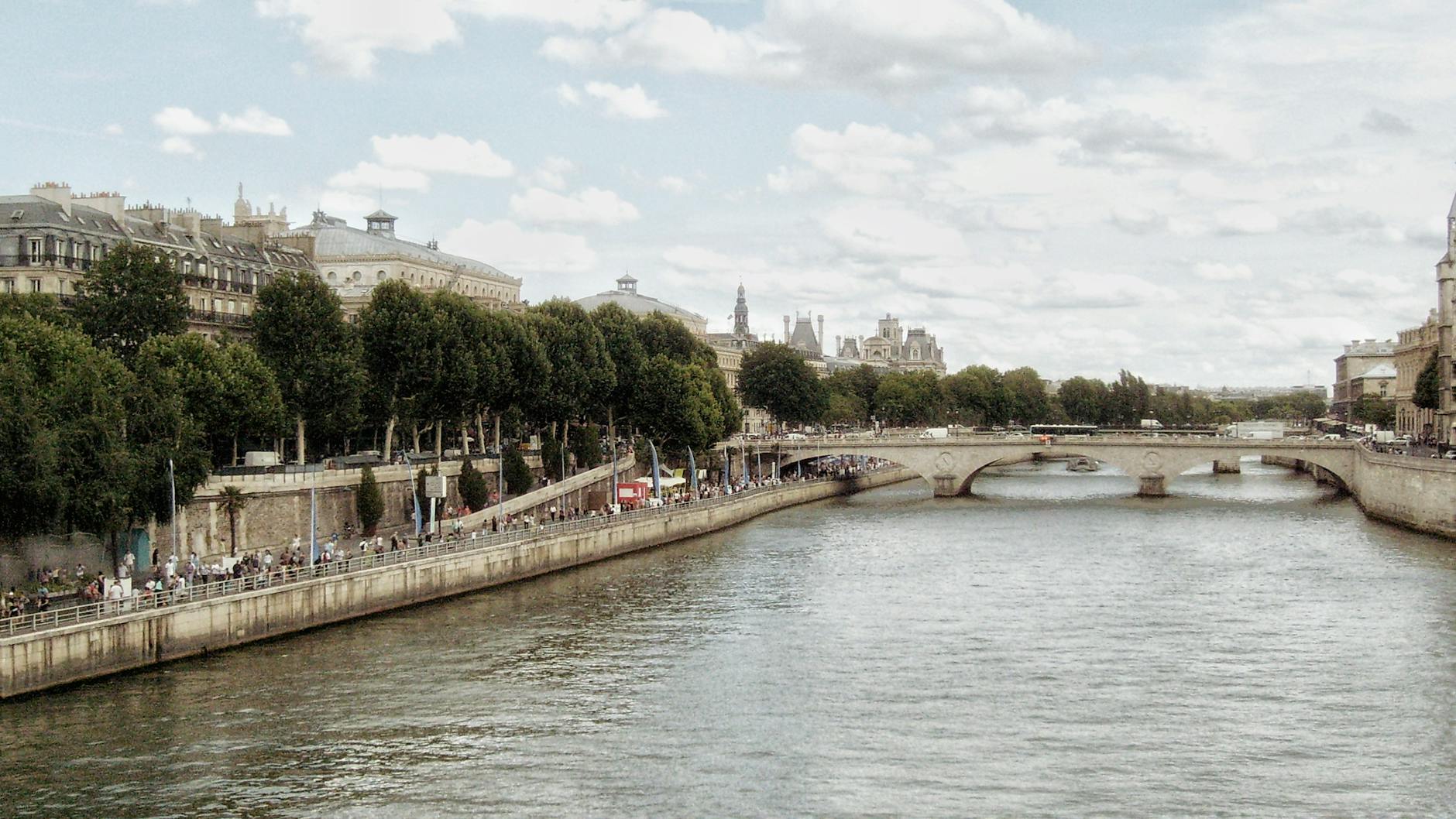 scenic view of seine river and paris bridge