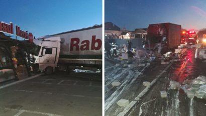 Un camion a intrat într-un restaurant, în Buzău