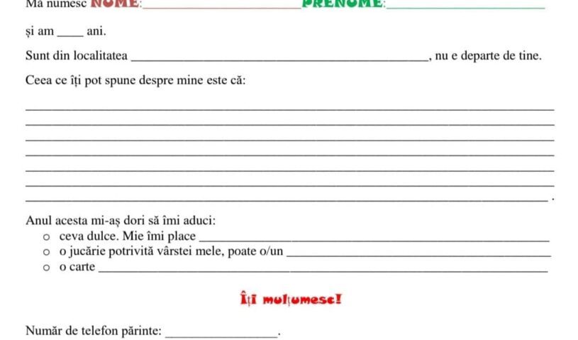 „Scrisoare pentru Moș Crăciun” – concurs lansat de polițiștii gorjeni